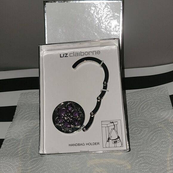 Liz Claiborne Silver & Accents Handbag Purse Holder Hook Table New - Picture 5 of 6